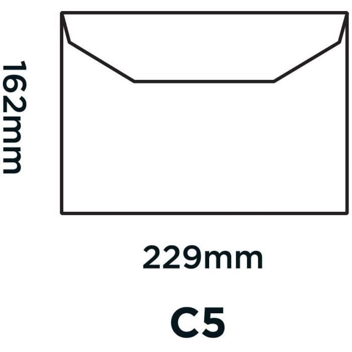 Boîte de 500 enveloppes commerciales en velin blanc 162 x 229 (C5)
