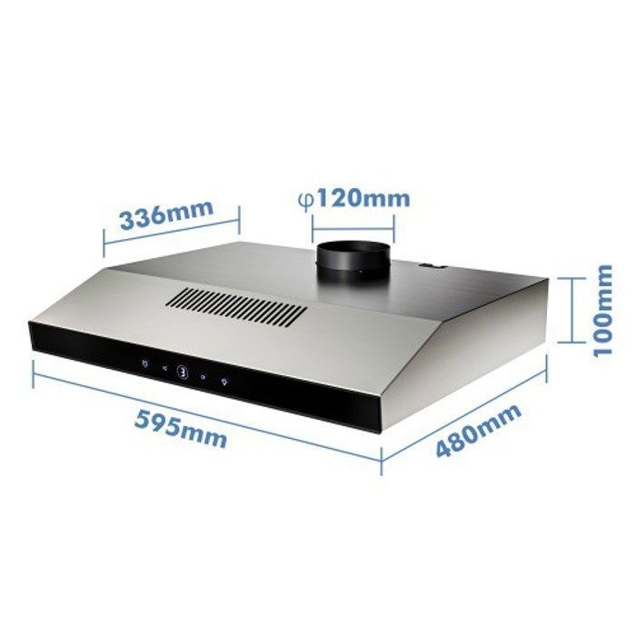 FIREGAS Hotte Aspirante 60cm - Moteur Brushless, 487 M³/h, 9 Vitesses - Acier Inox/Verre