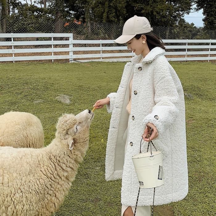 Manteau imitation peau best sale de mouton femme