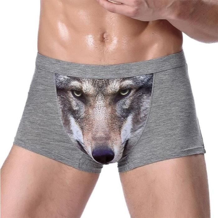 Calecon Homme en Coton Motif Loup Mi taille Long et Doux Type Purple Wolf 1pc Blanc Cdiscount Pret a Porter