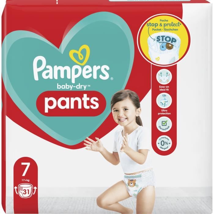 PAMPERS Baby-Dry Pants Taille 7 - 31 Couches-culottes - Cdiscount