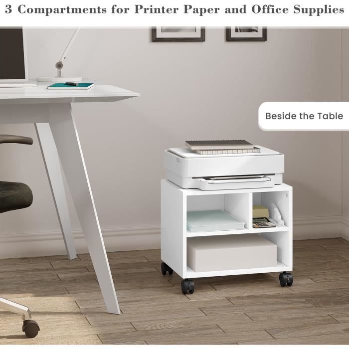 WOLTU Caisson de Bureau à roulettes, Armoire Mobile à 2 Tiroirs avec 1 Compartiment Ouvert