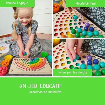 LAJUP Labyrinthe Magnétique Montessori – Jeu De Glaces En Bois – Apprentissage Couleurs Et Chiffres – Portable 22,5×14 Cm – Cadeau 3-6 Ans