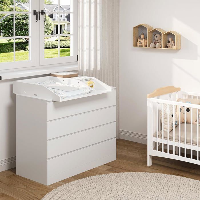 WOLTU Table à Langer Commode à Langer Bébé Plan à Langer avec 3 Tiroirs WOLTU Table à Langer Commode à Langer Bébé Plan à Langer avec 3 Tiroirs