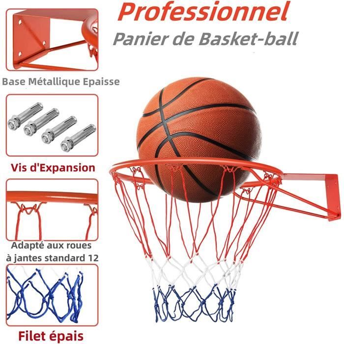 Lot De 2 Filets De Basket SIRLOMU – Rouge Et Blanc, Polyester, Taille Standard 50 Cm, Corde 4 Mm – Résistants Aux Intempéries – Intérieur/extérieur