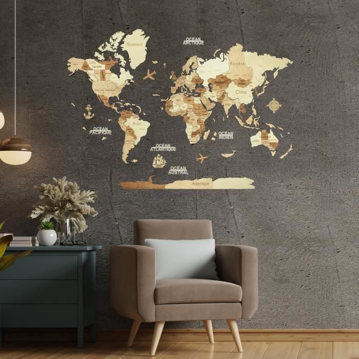 DIY 3D Carte du Monde Sticker Mural Acrylique Décoration Murale pour Maison  M Noir - Cdiscount Maison