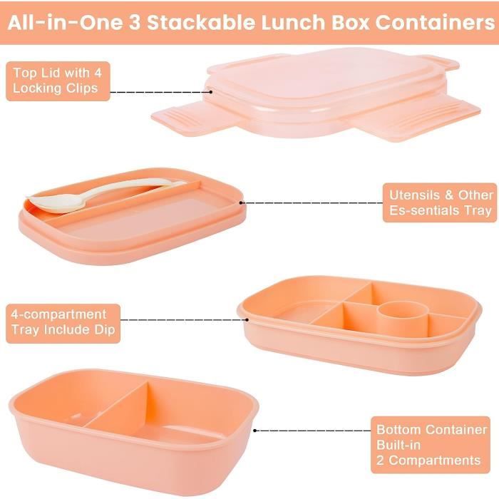1pc Lunch Box - 1900mL Boîte à Bento Enfant Adulte Bento Box avec