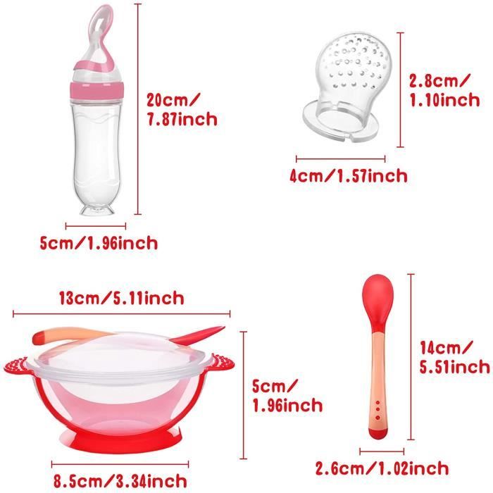 Bol à Ventouse Anti-Dérapant Pour Bébé – Avec Cuillère Change-Couleur, Couvercle, Pour Enfant 6 Mois Et Plus - 11