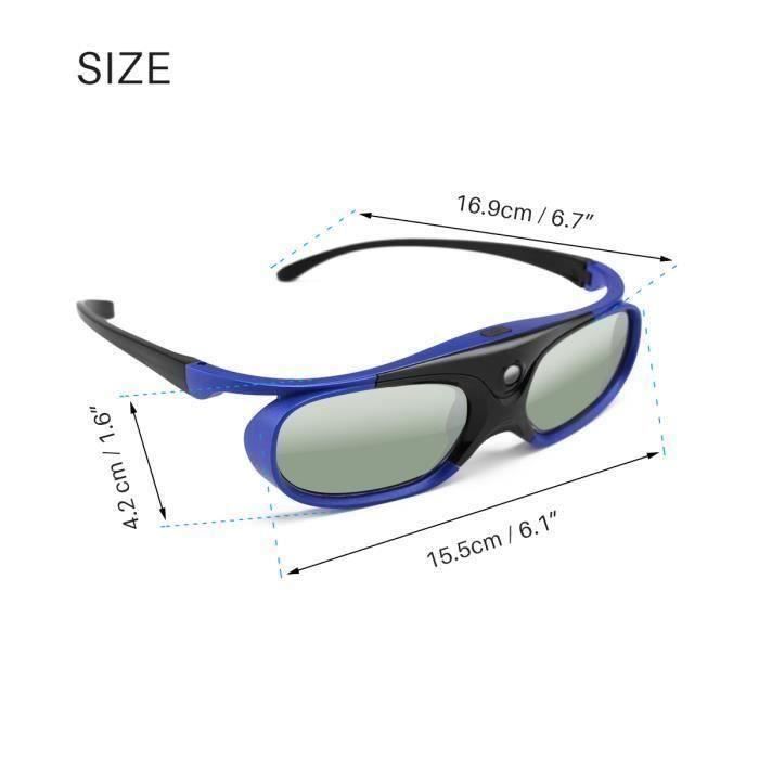 BOBLOV Lunettes 3D actives DLP Pour Optoma BenQ Projecteur Acer Viewsonic XGIMI 3DTV Bo12096