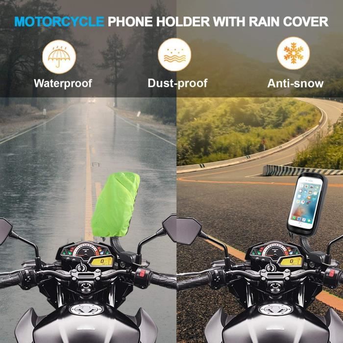 Support Téléphone Moto Étanche ENONEO - Rotation 360° - Jusqu'à 6.7" - Pour Rétroviseur