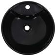 Lavabo - VIDAXL - Forme ronde - Céramique - Noir - Design tendance et contemporain-3