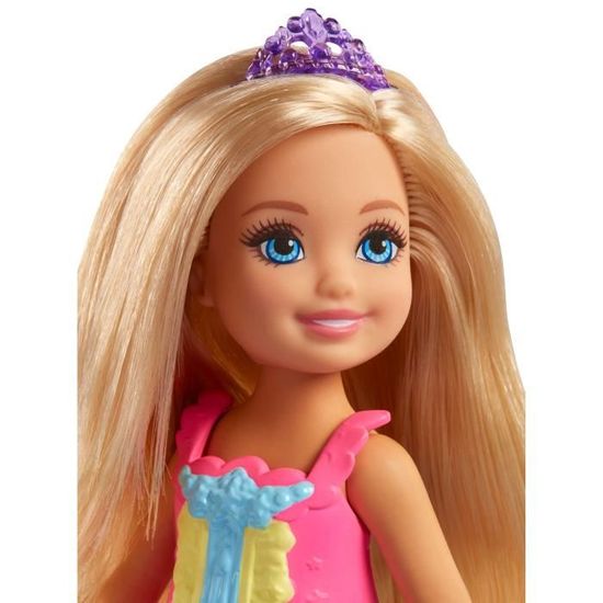 sirène et fée Jouet pour Enfant FJD00 Barbie Dreamtopia Mini-poupée Chelsea Arc-en-ciel coffret 3-en-1 Blonde avec trois tenues de princesse 