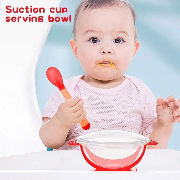 Bol à Ventouse Anti-Dérapant Pour Bébé – Avec Cuillère Change-Couleur, Couvercle, Pour Enfant 6 Mois Et Plus - 14