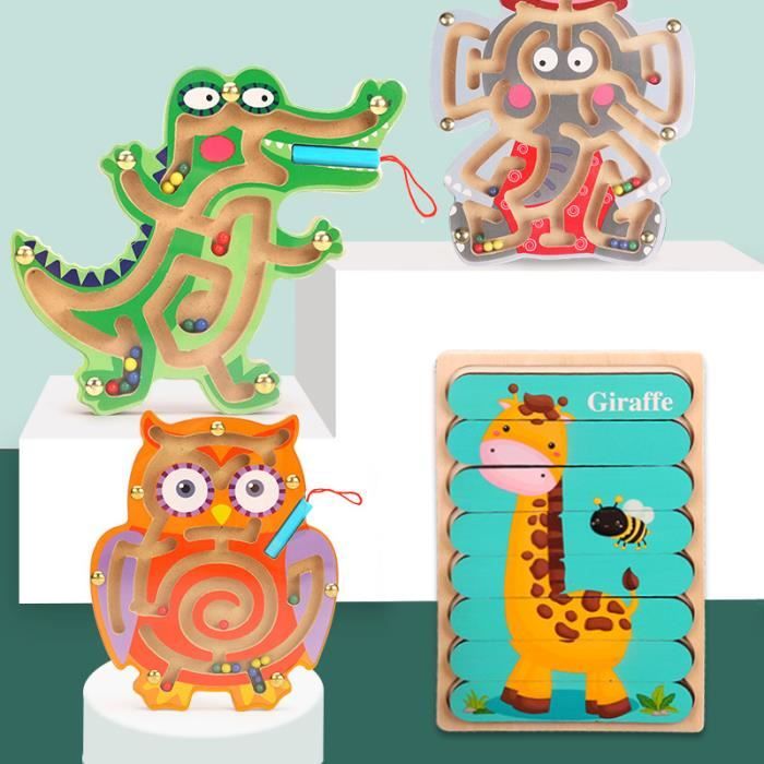 Play+ - labyrinthe magnetique en bois - dans la jungle | jouets 1er age | jouéclub
