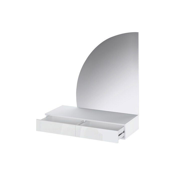 Coiffeuse suspendue avec miroir à LEDs - 2 tiroirs - Blanc brillant ...