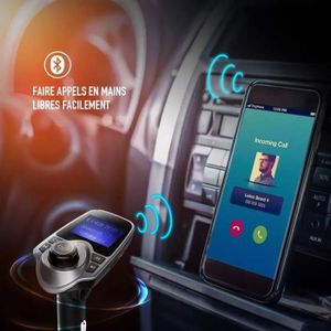 Transmetteur FM Bluetooth 5.0 Tinyouth - USB AUX Appel Mains Libres Voiture - Mémoire 87.5/95/108