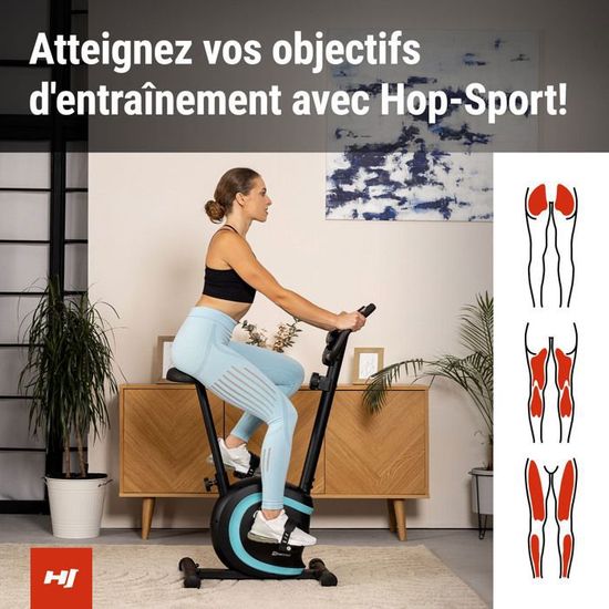 Vélo D'appartement Hop-Sport HS-045H Eos - Roue D'inertie 5,5 Kg, 8 Niveaux De Résistance Magnétique, Ordinateur Avec Capteur Cardiaque - Max 120 Kg