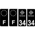 34 Hérault logo noir autocollant plaque immatriculation auto sticker Lot de 4 Stickers - Angles : arrondis-0