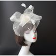 Chapeau de Femme Fille Elégant Béret Bandeau Bonnet Rétro pour Cérémonie Soirée Chapeau de Fille Mariage, Beige-0