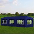 Economique Magnifique Haute qualité Luxueux Tonnelle de jardin Tente de réception 8 murs Bleu 9 x 3 x 2,5 m-0