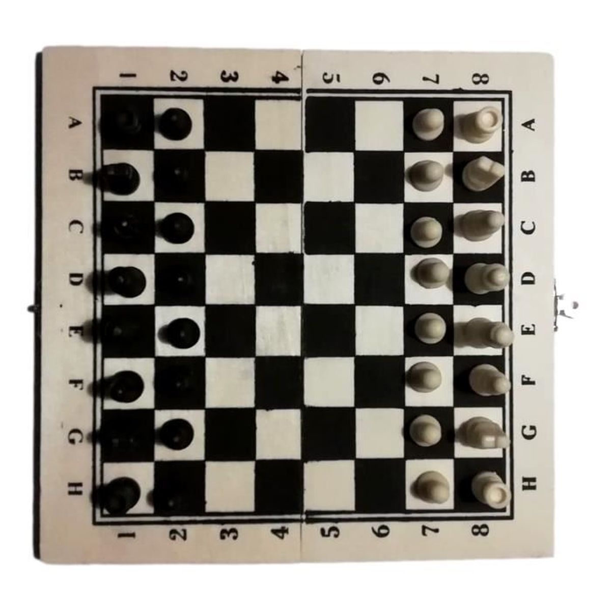 Mini Jeu d'échecs de Voyage en Bois 21x21cm Pliable Pièces et Pions Inclus 