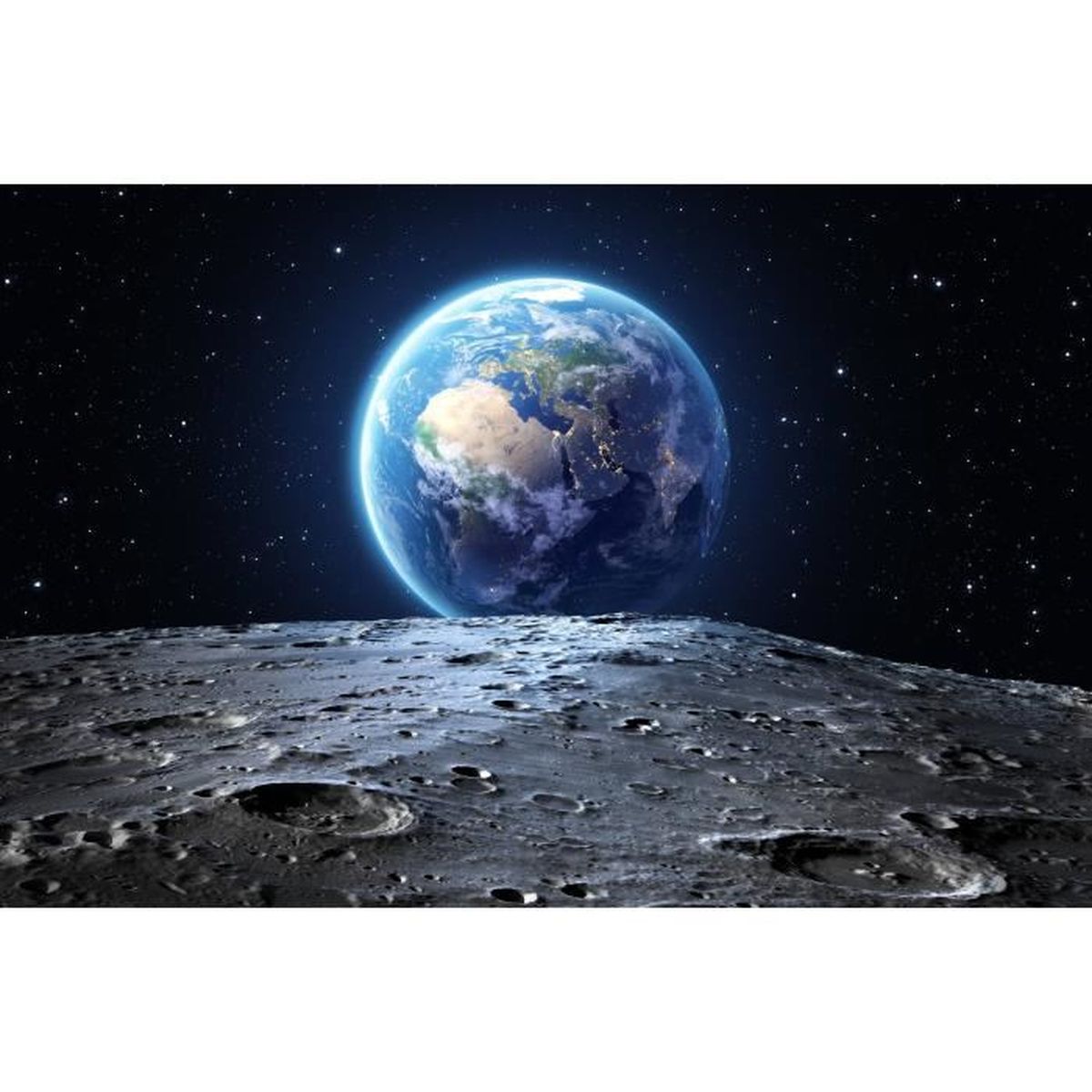 Planète Terre Décoration Murale Terre du Monde Terre Lune Univers Tout Cosmos Espace Monde Globe Étoiles Lune Orbite de lespace 210 x 140 cm GREAT ART Papier Peint