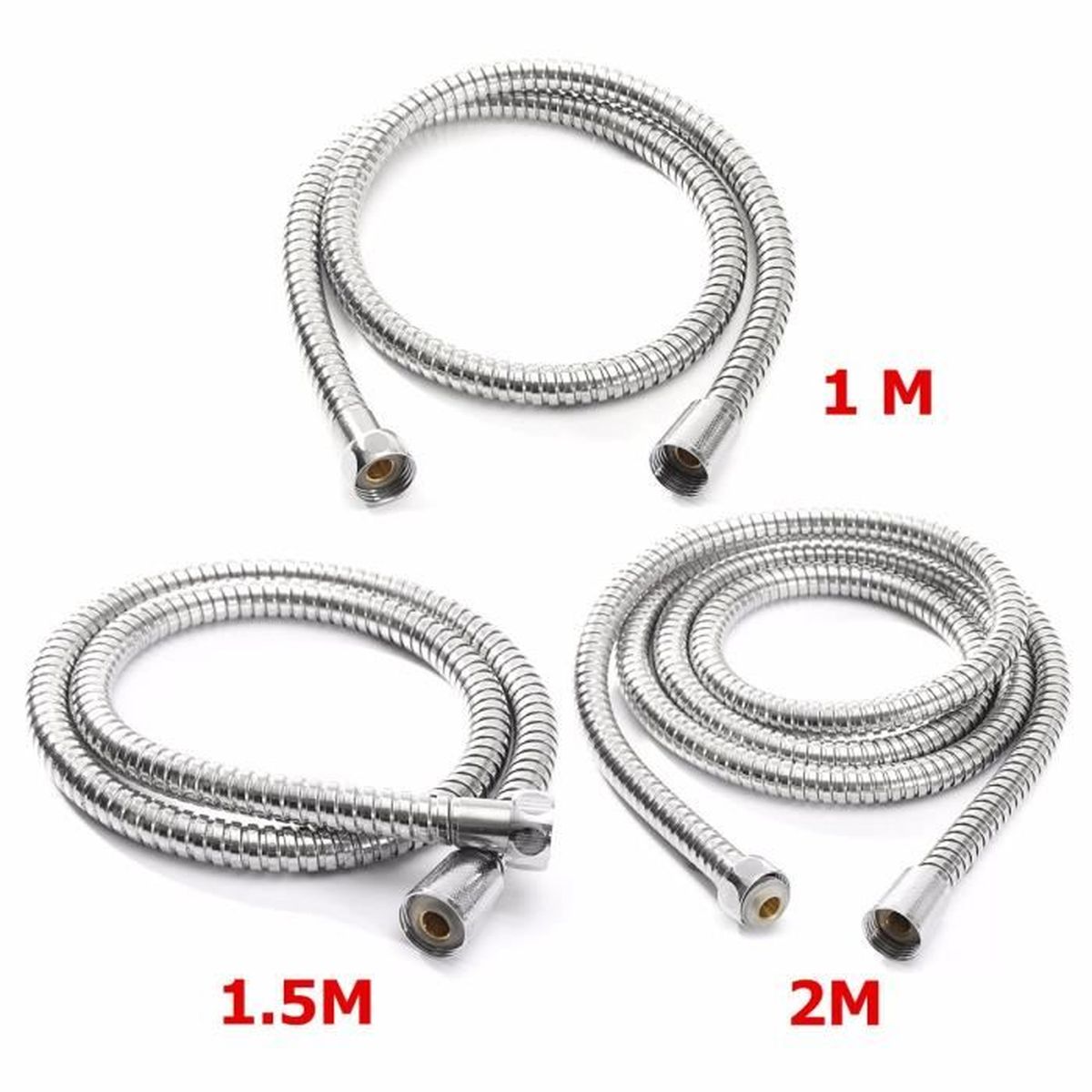 2 m Tuyau de Douche Flexible T/élescopique avec Bouchon en Cuivre Flexible R/étractable pour Douchette WC et Bidet Blanc noir, blanc 2 Pi/èces Flexible de Douche