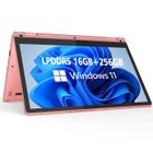 FIRMAST 12"PC portable-écran tactile-rotation 360° Ordinateur portable- Windows 11 Pro-16 Go RAM 256 Go SSD-Intel Celeron N4020-Rose-AZERTY