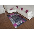 Tapis salon PATCHWORK BAROQUE noir violet DEBONSOL - 120x170cm