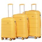 KONO Set de 3 Valises de Voyage - Jaune - Polypropylène - 4 Roulettes - Serrure TSA - Ultra Léger