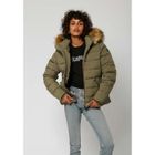 Doudoune kaki Femme MABBY - KAPORAL - Coupe regular - Capuche et imitation fourrure amovibles - 2 poches zippées