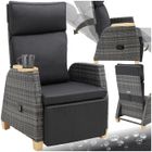 Fauteuil de jardin - TECTAKE - Chaise longue transat modulable PESCARA dossier et repose-pieds réglables - Gris