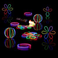 400 Knicklichter RELAXDAYS inkl. 416 x 3D-Verbinder - 8 h Leuchtdauer - Glow Stick 7-Farb-Mix