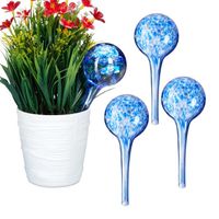 4 x Bewässerungskugel im Set, dosierte Bewässerung Pflanzen u. Blumen, Gießhilfe Büro, Urlaub, Ø 6 cm, Glas, blau