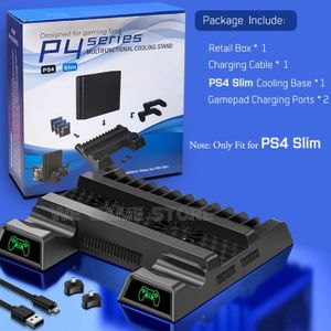 VENTILATEUR CONSOLE P4 Slim Stand - Ventilateur de refroidissement pour console de jeu PS4 Slim-Pro, avec station de charge, cont