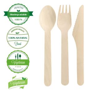 cuillère bois Anniversaire Camping pique-nique 200 Couverts jetable fourchette