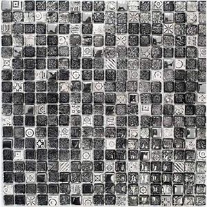 CREDENCE Carreaux de Mosaique en Pâte de Verre Kunstsstein Résine Argent Anthracite Noir - MOS92-Z02EU