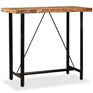 MANGE-DEBOUT Table de bar en bois massif de récupération - FDIT - 120 x 60 x 107 cm - Laqué - Rectangulaire - Industriel