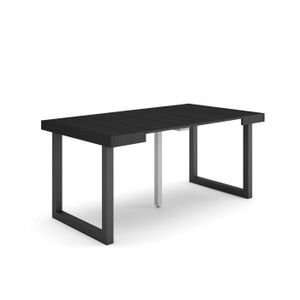 Table console pliante noire plateau bois double rangement - EDI