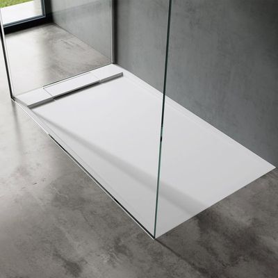 Doporro Receveur De Douche Ultra Plat 3 Cm Bac à Douche Carré En Solid Surface Blanc Mat Design Geoma09 100x100x3 Cm 96655981