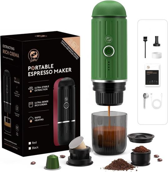 Machine à Expresso Portable HAILASRE - Auto-chauffante - Café Moulu Et Capsules NS