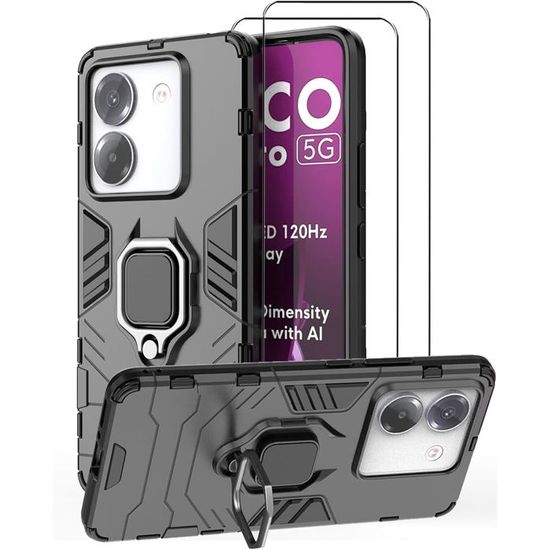 Pack Protection Xiaomi Poco M7 4G - Coque Transparente TPU Souple + 2 Films écran Verre Trempé 9H - Protection Complète Et Discrète