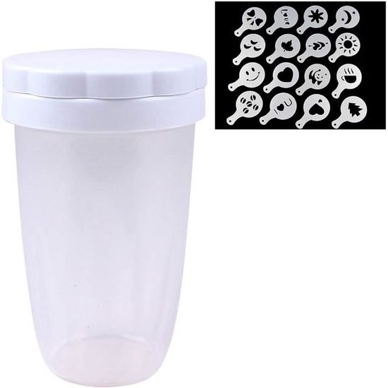2 Saupoudreuses Cacao Acier Inox - 16 Pochoirs Café - Shaker Sucre Glace Et Cappuccino