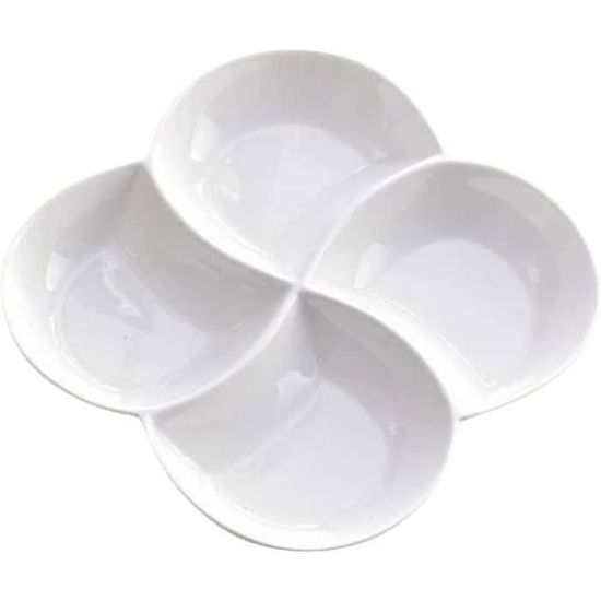 Lot De 4 Assiettes Plates Divisées 5 Compartiments - Incassables Plastique Réutilisables Pour Adultes Et Enfants