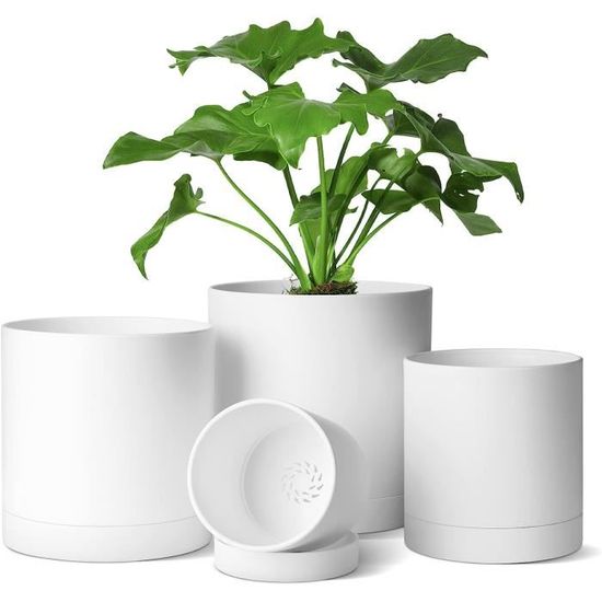 T4U 6 Pcs Pots de Fleurs en Plastique Blanc 14 cm d'Auto-Arrosant, Pot de  Fleur de Système d'arrosage Convient aux Jardins de Balcon Intérieurs et  Extérieurs : : Jardin