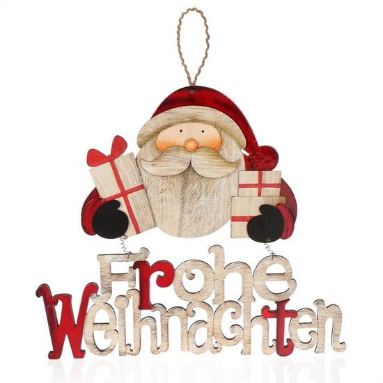 TMISHION Panneau de porte en bois de Noël Signe de porte en bois de