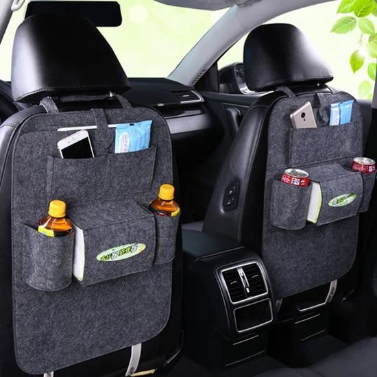 Organiseur Siège Voiture Pliable - Rangement Passager Ou Coffre - Tissu Oxford - 31x25x25 Cm - Noir