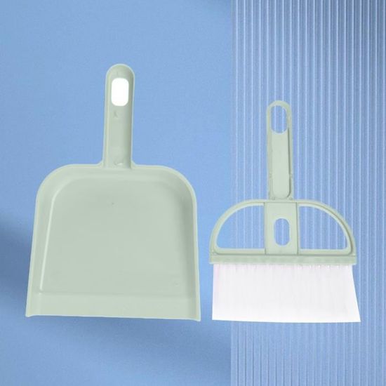 Balayette Et Pelle De Nettoyage En Caoutchouc - Pour Poils, Poussière, Saleté - Kit Gris Et Bleu - 7