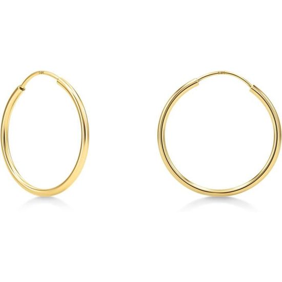 Créoles OR 585 (14 Carats) Pour Femme - Courbées, Lourdes, 12 Mm - Or Jaune - NEUF Avec étiquettes