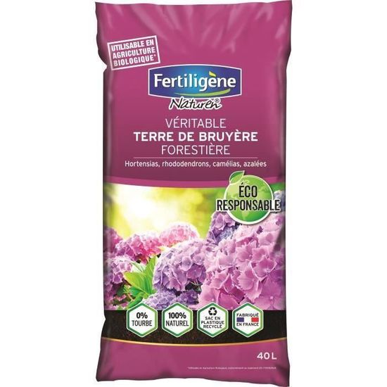 Terre De Bruyère Fertiligène 20L - Pour Plantes Acidophiles - Enrichie Miscanthus - Prêt à L'Emploi